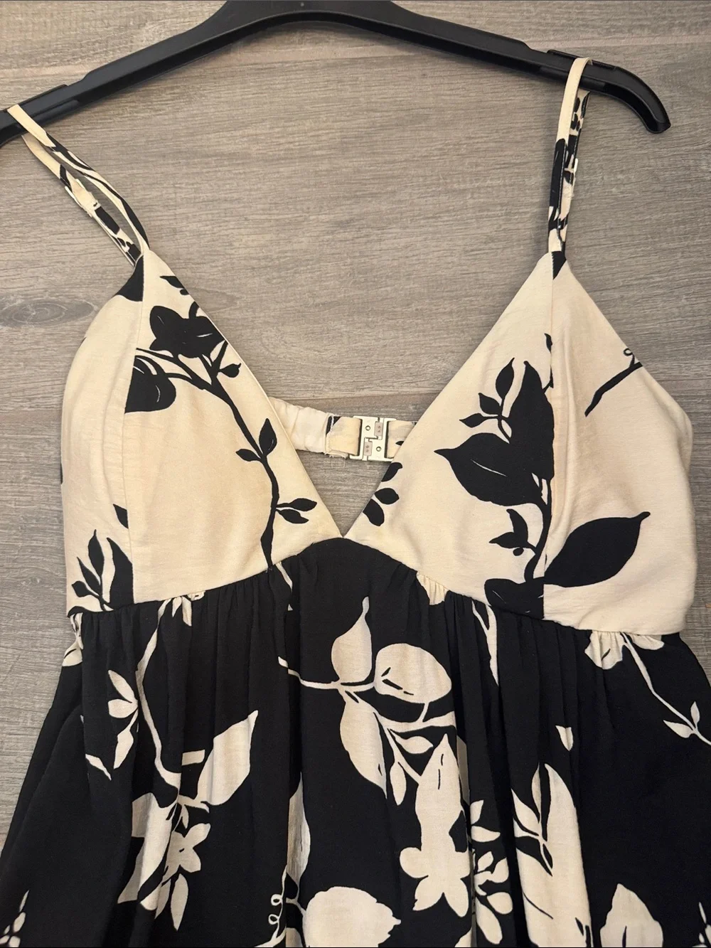 Abercrombie & Fitch Black Midi Dress with Cream Floral Print